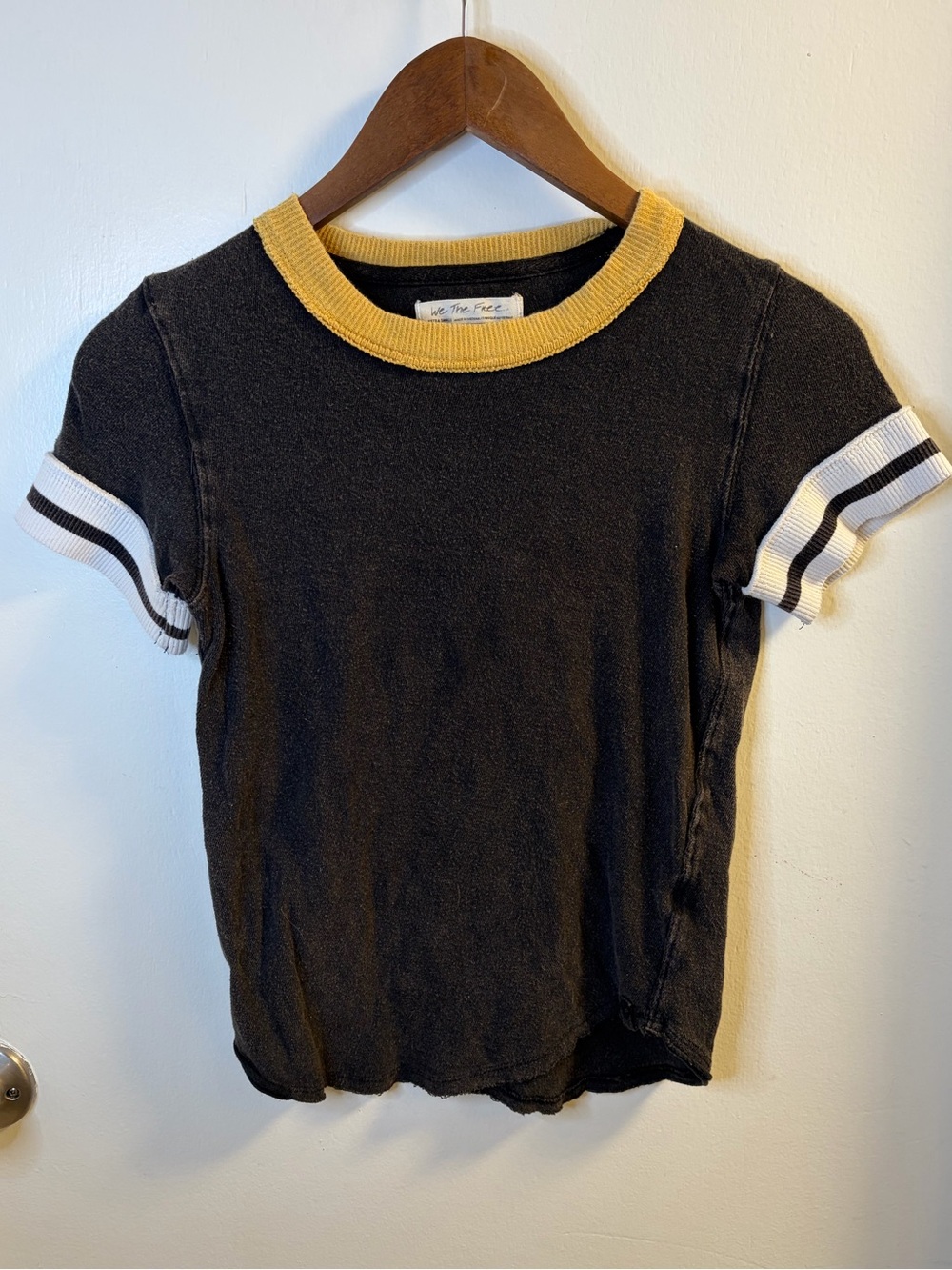 Free People We The Free Black Vintage Ringer T-Shirt Size XS